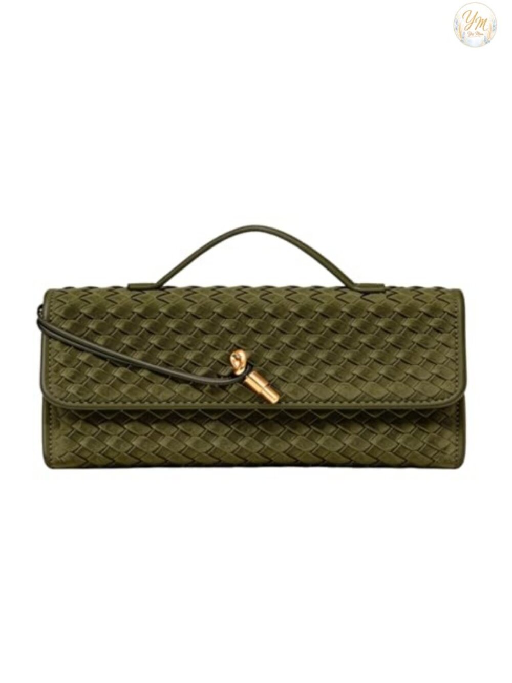 Suede Woven Clutch Evening Bag with Metal Buckle Detachable Strap